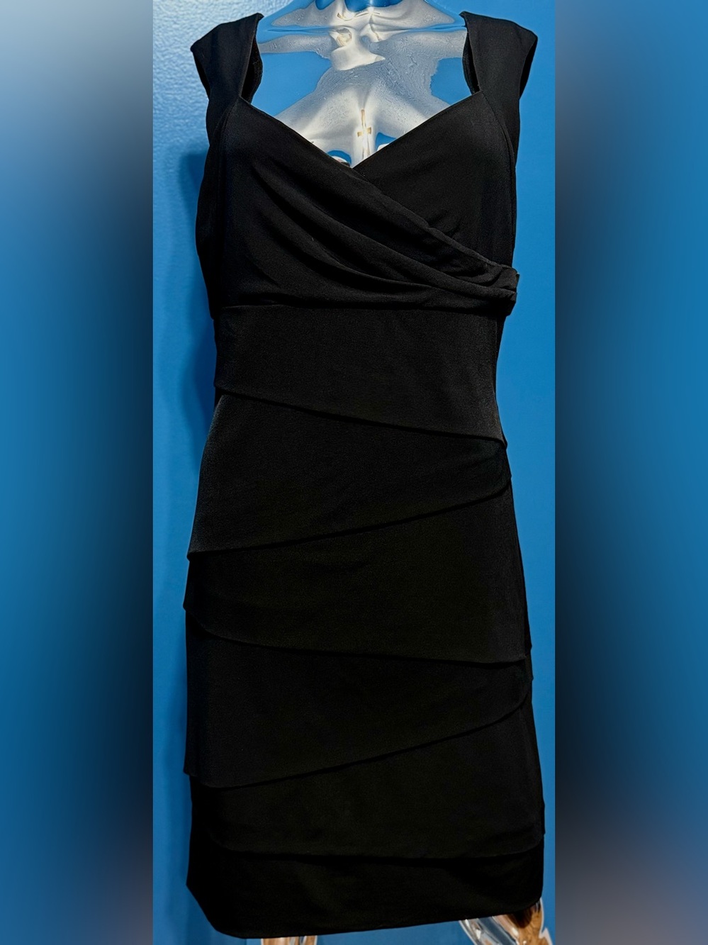 White House Black Market Black Strapless Tiered Sheath Dress